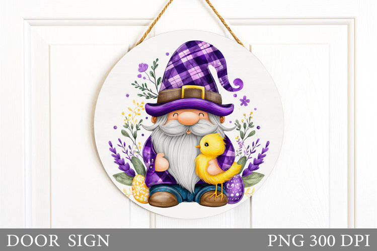Easter Gnome Door Sign Design. Easter Door Sign Sublimation example image 1