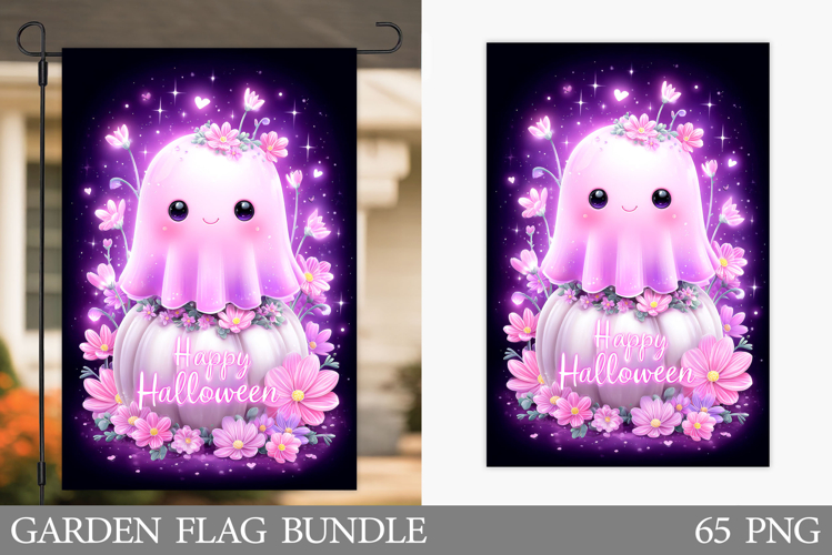 Ghost Garden Flag Sublimation. Halloween Garden Flag Design
