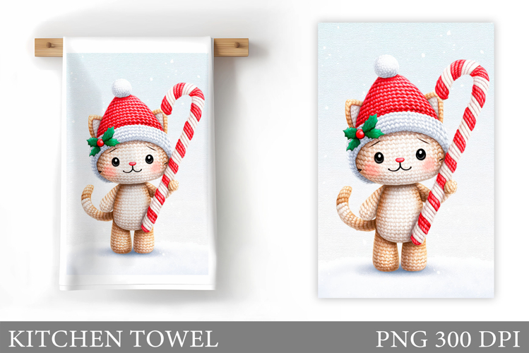 Christmas Cat Kitchen Towel. Christmas Kitchen Towel Design