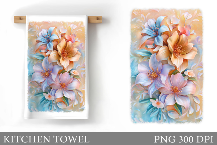 Flowers Kitchen Towel. Floral Kitchen Towel Design