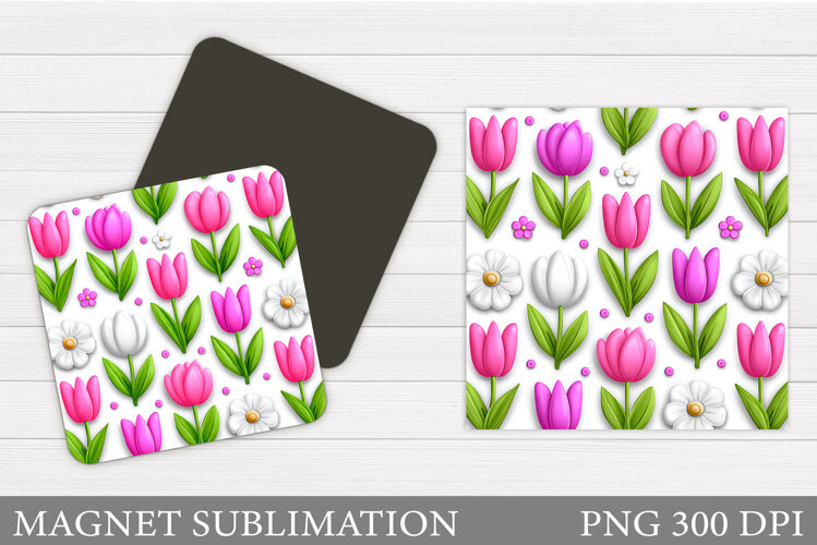 Tulips Magnet Design. Flowers Magnet Sublimation example image 1