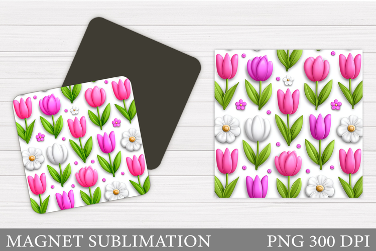 Tulips Magnet Design. Flowers Magnet Sublimation