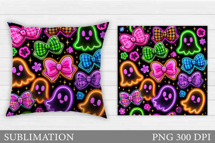 Cute Ghost Pillow Design. Halloween Pillow Sublimation