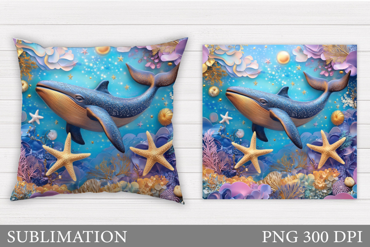 Whale Pillow Sublimation. Whale Sublimation