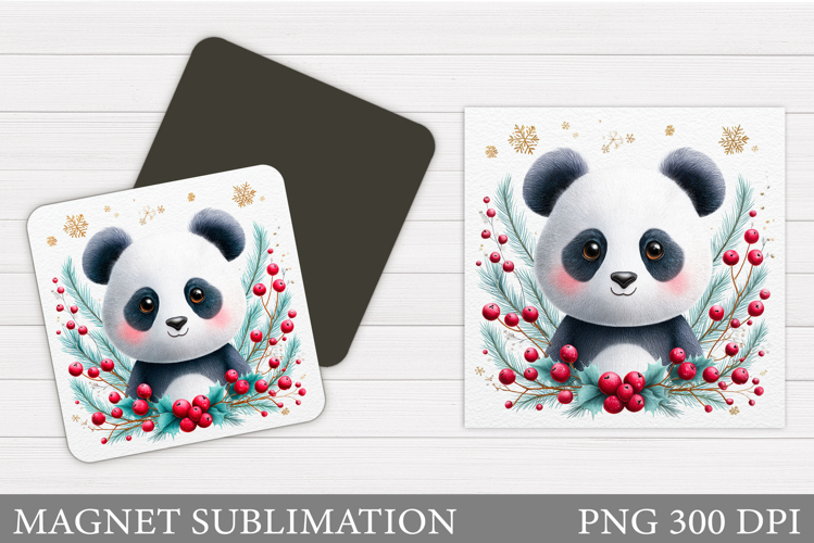 Christmas Panda Magnet Design. Christmas Magnet Sublimation