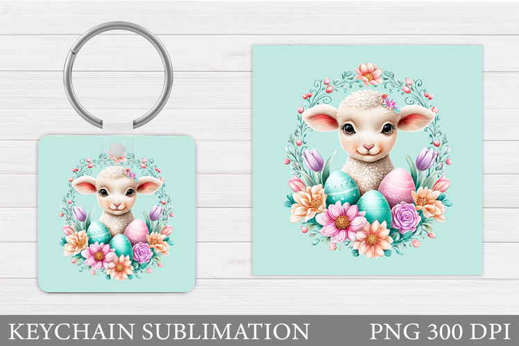 Easter Lamb Keychain Design. Easter Keychain Sublimation