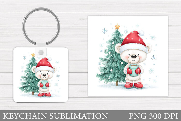 Christmas Bear Keychain. Cute Winter Bear Keychain example image 1