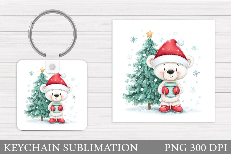 Christmas Bear Keychain. Cute Winter Bear Keychain