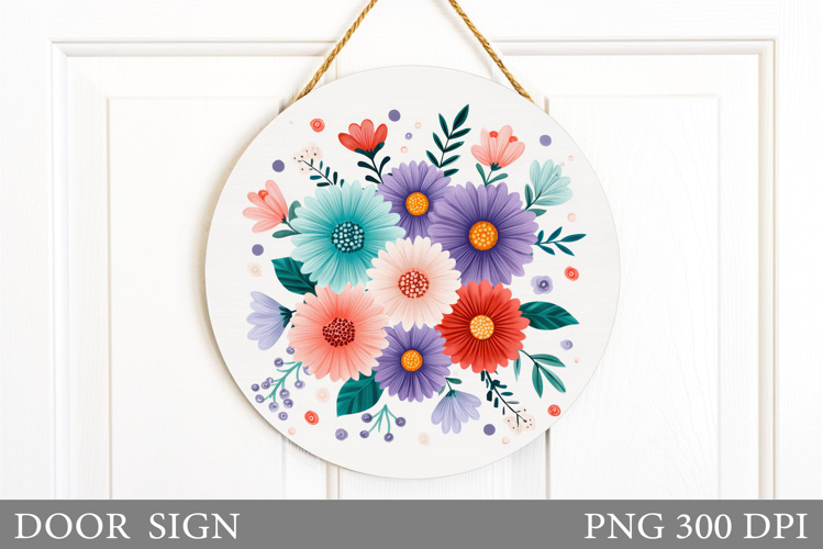 Flowers Door Sign Design. Floral Door Sign Sublimation