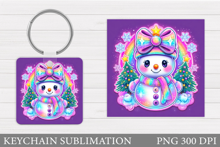 Christmas Snowman Keychain. Christmas Keychain Sublimation