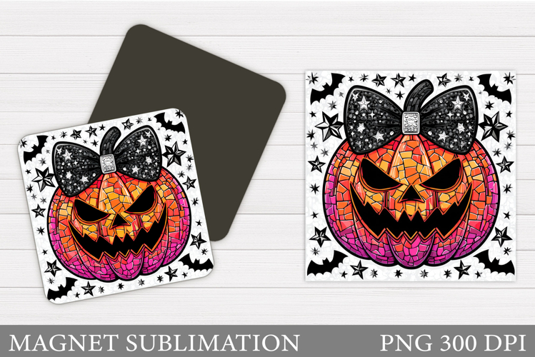 Scary Pumpkin Magnet Design. Halloween Magnet Sublimation