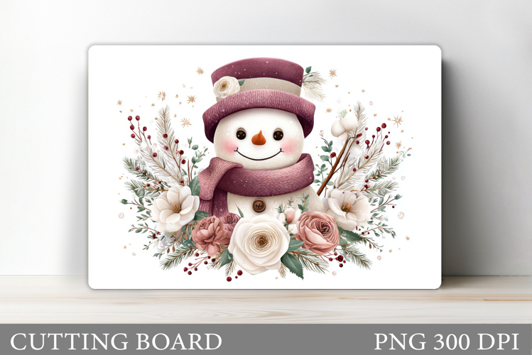 Cute Snowman Cutting Board. Winter Cutting Board Sublimation