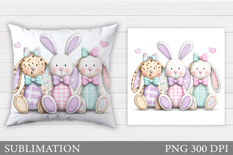 Cute Bunny Pillow Design. Cute Bunny Sublimation example image 1