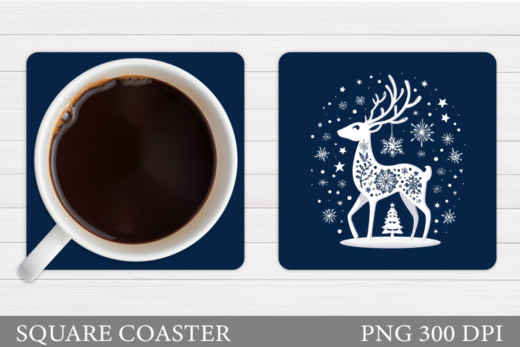 Reindeer Coaster Design. Christmas Coaster Sublimation