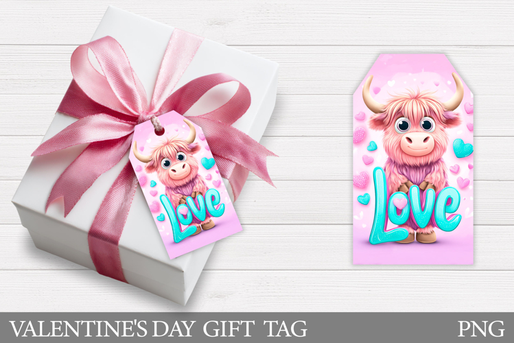 Valentines Cow Gift Tag Design. Valentine Gift Tag Printable