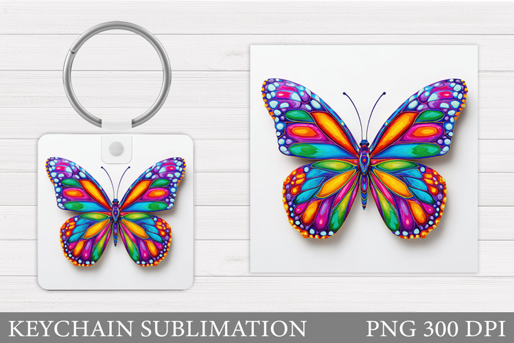 Butterfly Flowers Keychain. Butterfly Keychain Sublimation