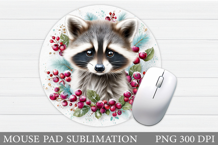 Christmas Raccoon Mouse Pad. Christmas Mouse Pad Design