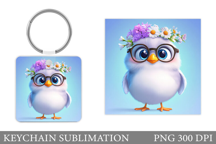 Cute Bird Keychain Design. Cute Bird Sublimation example image 1