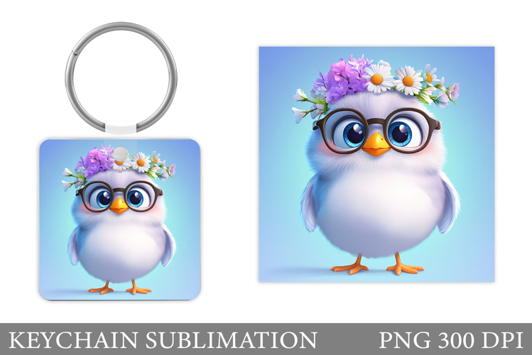 Cute Bird Keychain Design. Cute Bird Sublimation