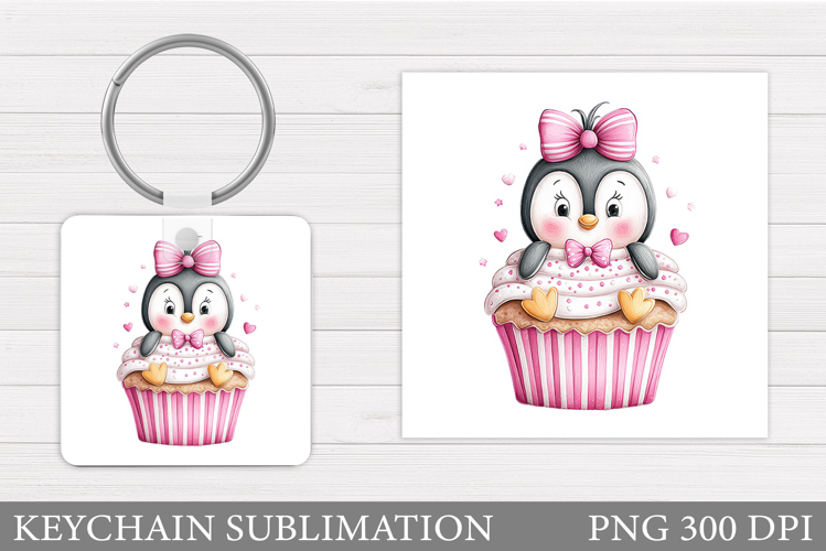 Cute Penguin Keychain Sublimation. Christmas Keychain Design