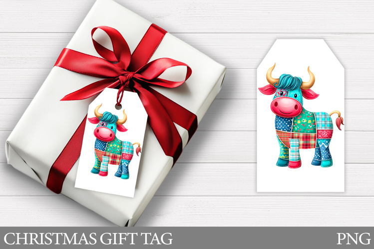 Christmas Gift Tag Design. Christmas Cow Gift Tag Printable