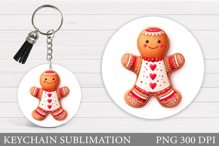 Cute Gingerbread Keychain. Christmas Keychain Sublimation example image 1