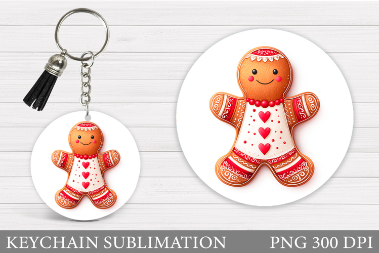 Cute Gingerbread Keychain. Christmas Keychain Sublimation