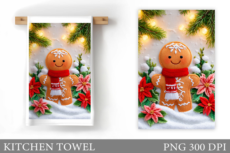 Gingerbread Kitchen Towel. Christmas Kitchen Towel Design