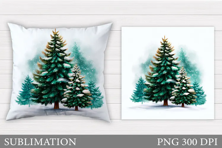 Christmas Tree Pillow Design. Christmas Pillow Sublimation