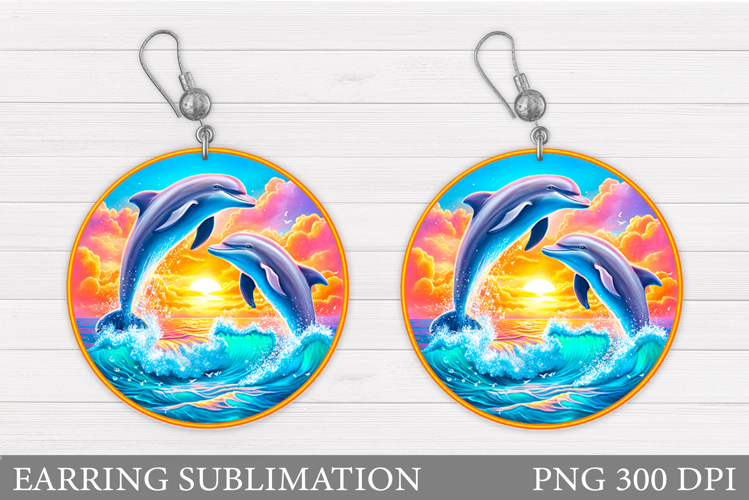 Dolphins Keychain Sublimation. Dolphins Round Keychain