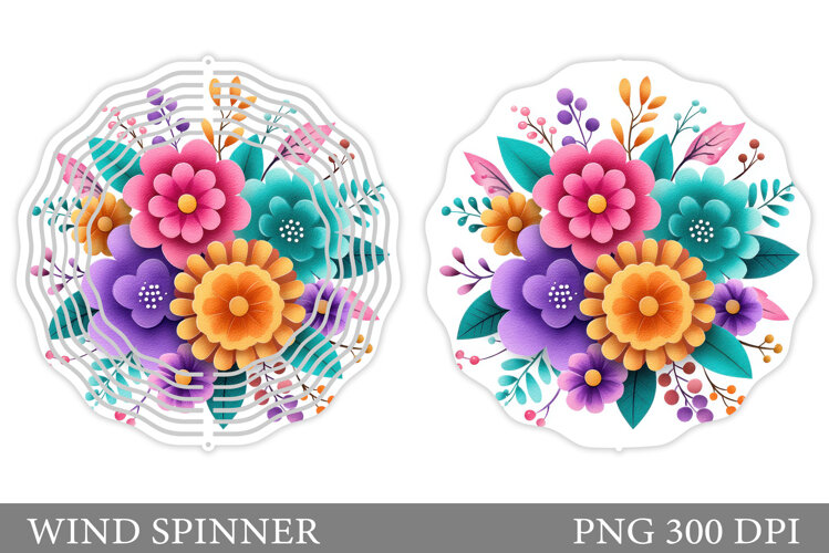 Floral Wind Spinner Sublimation. Flowers Wind Spinner Design example image 1
