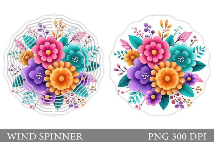 Floral Wind Spinner Sublimation. Flowers Wind Spinner Design