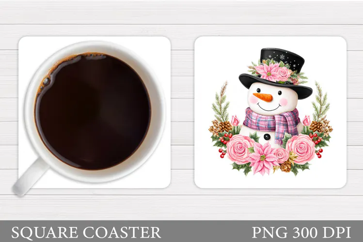 Snowman Coaster Sublimation. Christmas Coaster Design