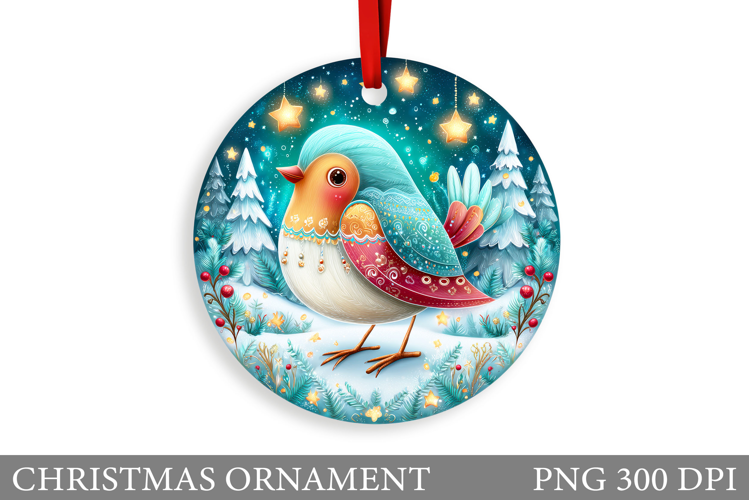 Cute Bird Christmas Ornament. Christmas Sublimation