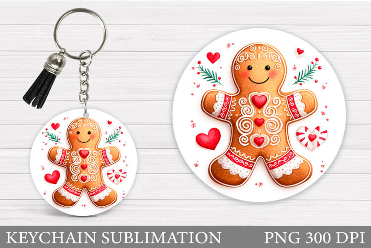 Cute Gingerbread Keychain. Christmas Keychain Sublimation example image 1