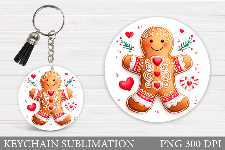 Cute Gingerbread Keychain. Christmas Keychain Sublimation