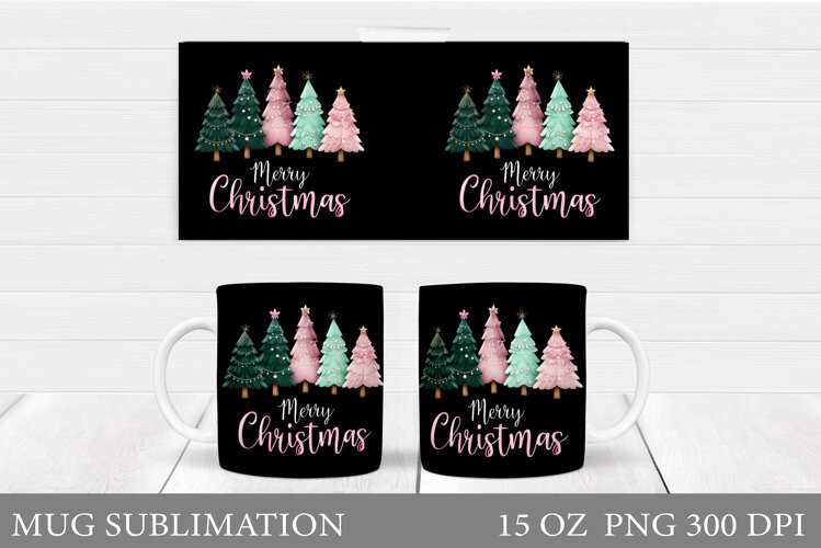 Merry Christmas Mug Design. Christmas Tree Sublimation example image 1