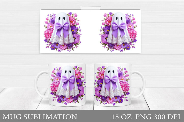 Ghost Mug Sublimation. Halloween Mug Design example image 1