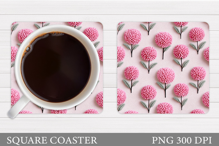 Flowers Coaster Sublimation. Floral Coaster Design