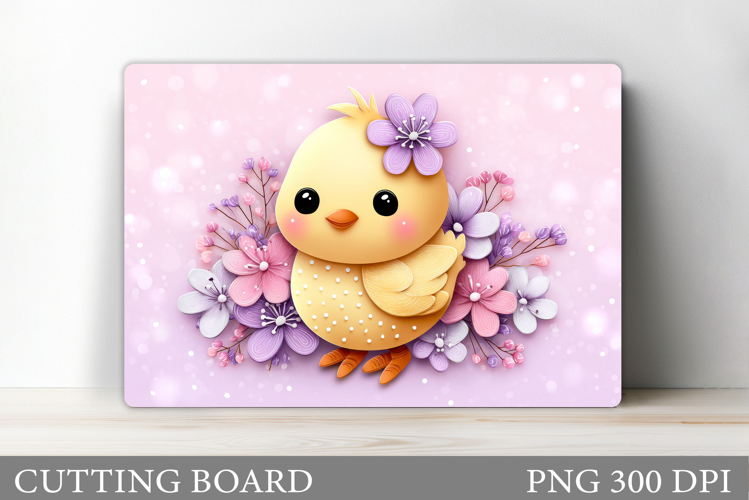 Cute Chick Cutting Board. Chick Flowers Cutting Board Design