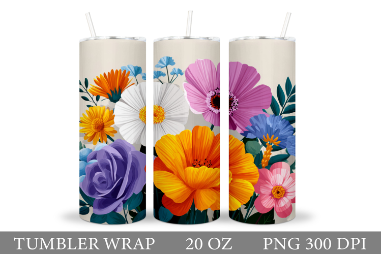 Floral Tumbler Design. Flowers Tumbler Sublimation