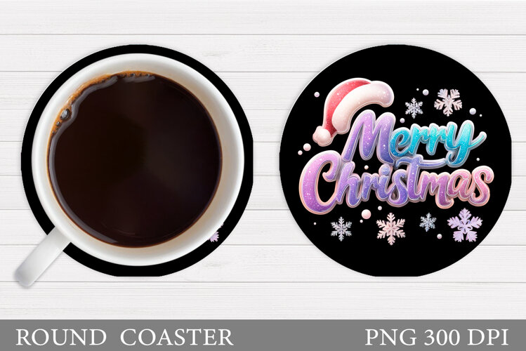 Merry Christmas Coaster. Christmas Coaster Sublimation example image 1