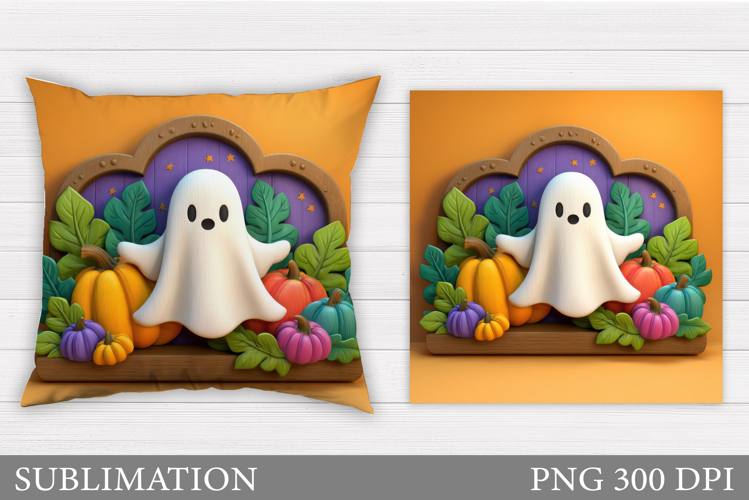 Halloween Pumpkin Pillow. Cute Ghost Pillow Sublimation