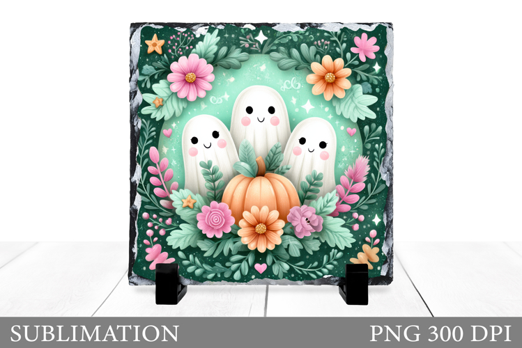 Cute Ghost Slate Design. Halloween Slate Sublimation