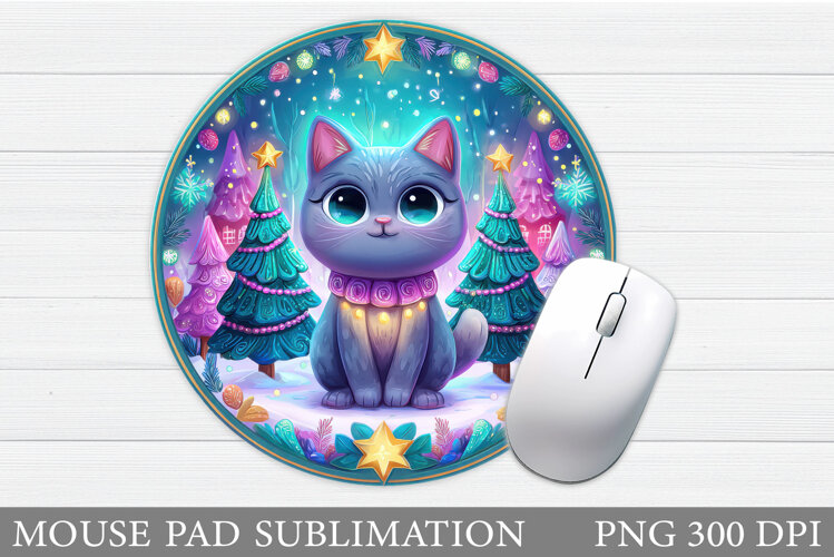Christmas Cat Mouse Pad. Christmas Mouse Pad Sublimation example image 1