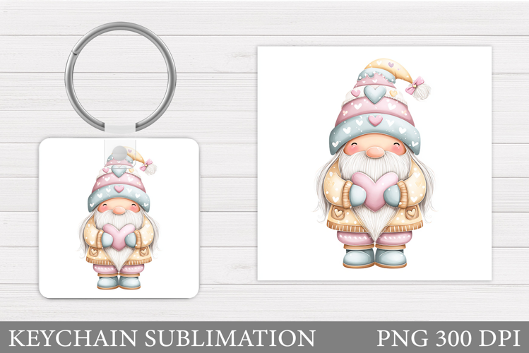 Valentines Gnome Keychain. Valentines Keychain Design