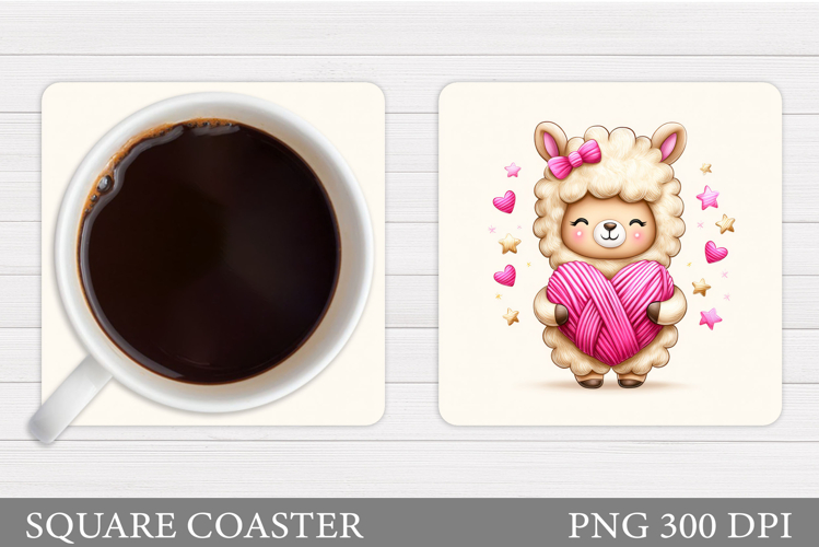 Valentines Lama Coaster. Valentines Coaster Sublimation