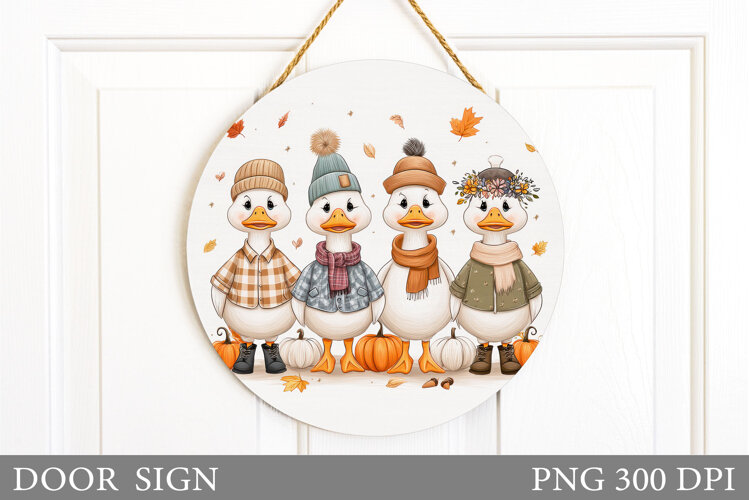 Fall Goose Door Sign Desin. Fall Door Sign sublimation example image 1