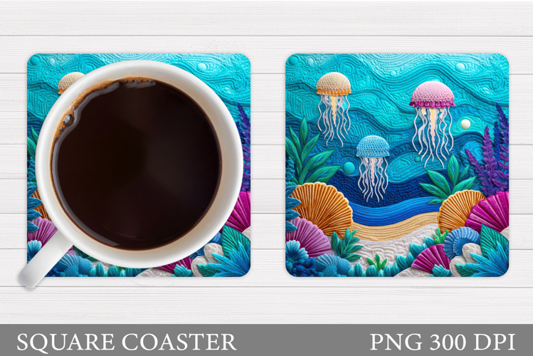 Jellyfish Coaster Sublimation. Sea Coaster Design