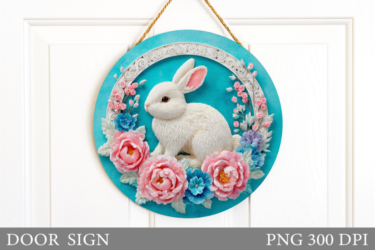 Cute Bunny Door Sign Design. Spring Door Sign Sublimation